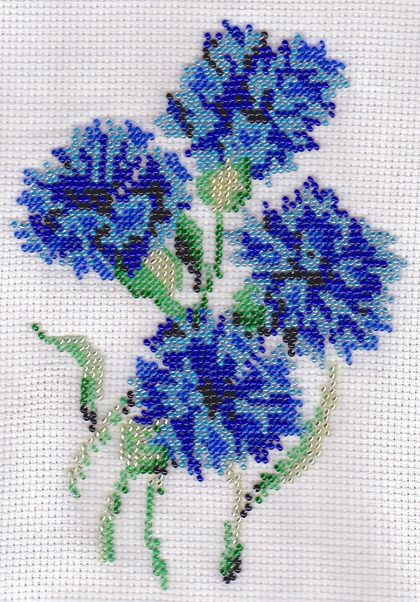 Borduurpakket korenbloem 13x14cm.