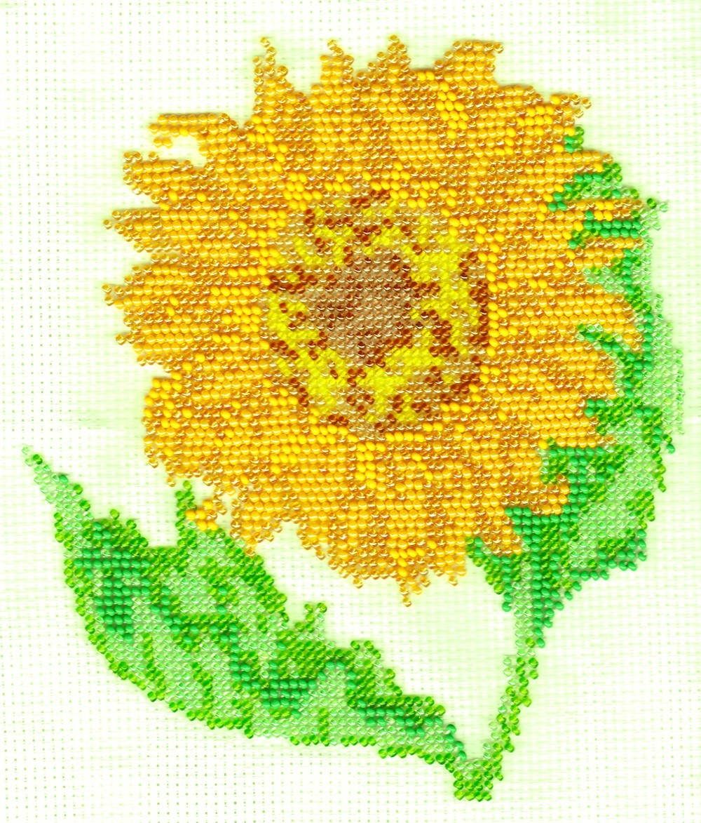 Borduurpakket Zonnebloem geel 18x16cm
