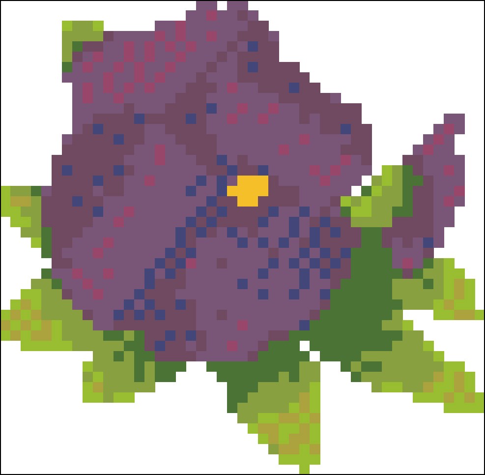 Borduurpakket Viooltje-8 paars met blad 12x12cm