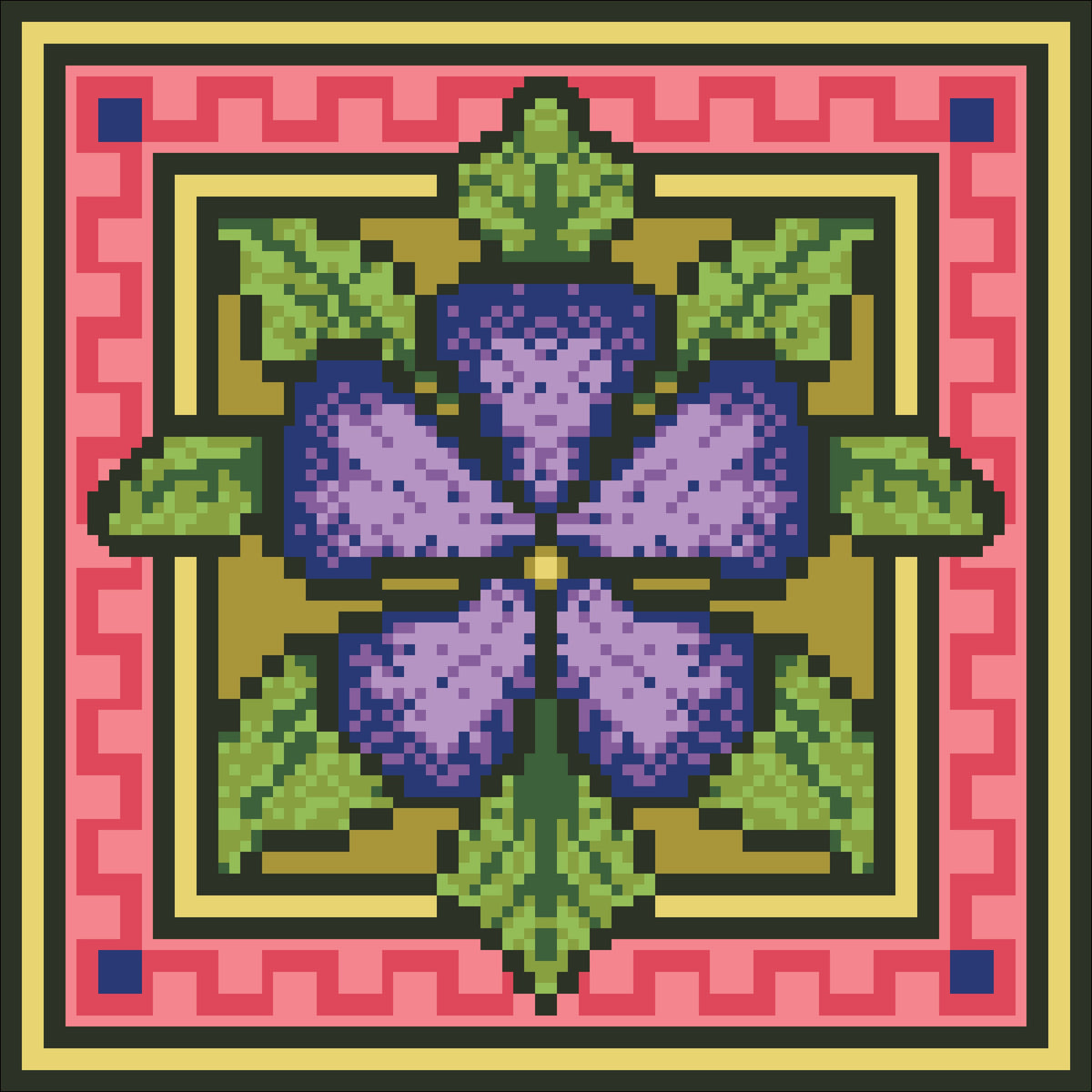 Borduurpakket bloem rose/paars 22x22cm.