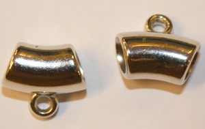 Schuifkraal met hangoog rhodium voor 6mm leer 2st