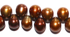 Zoetwaterparels druppel 4.5x8 mm bruin str. 39cm