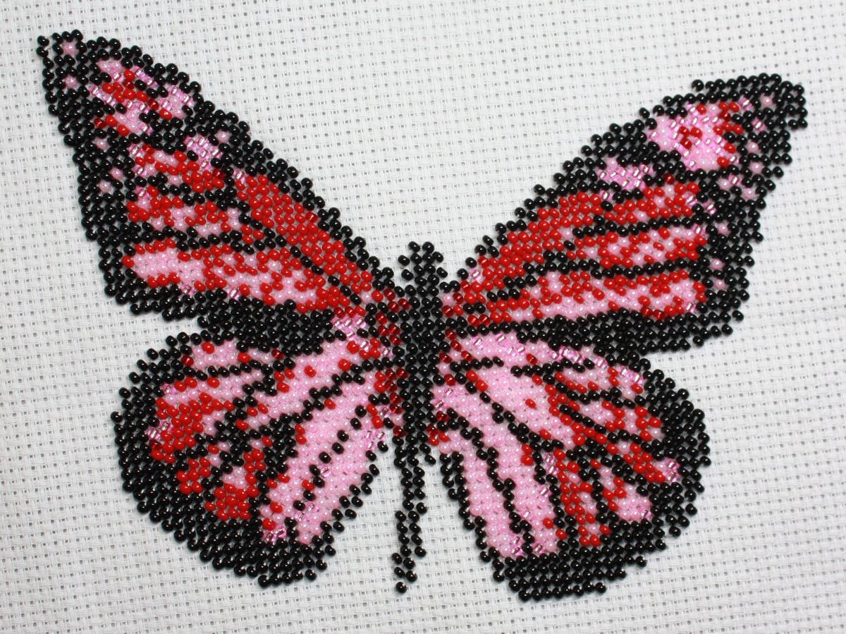 Borduurpakket vlinder rose/rood 13x16cm
