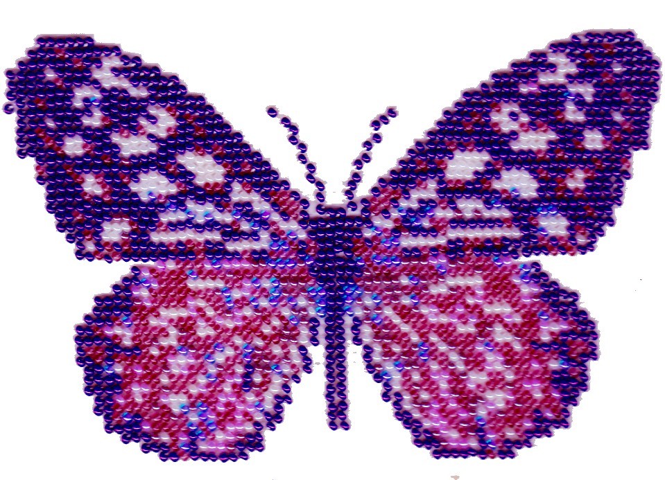 Borduurpakket vlinder roze/paars 10x16cm.