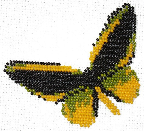 Borduurpakket vlinder geel/zwart 11x11cm.