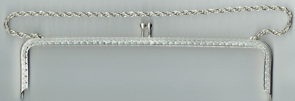 Tasbeugel 24cm recht verzilverd bew.met ketting