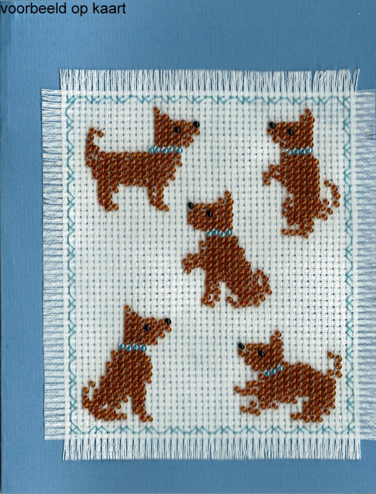 Borduurpakket 5 hondjes 9x12cm