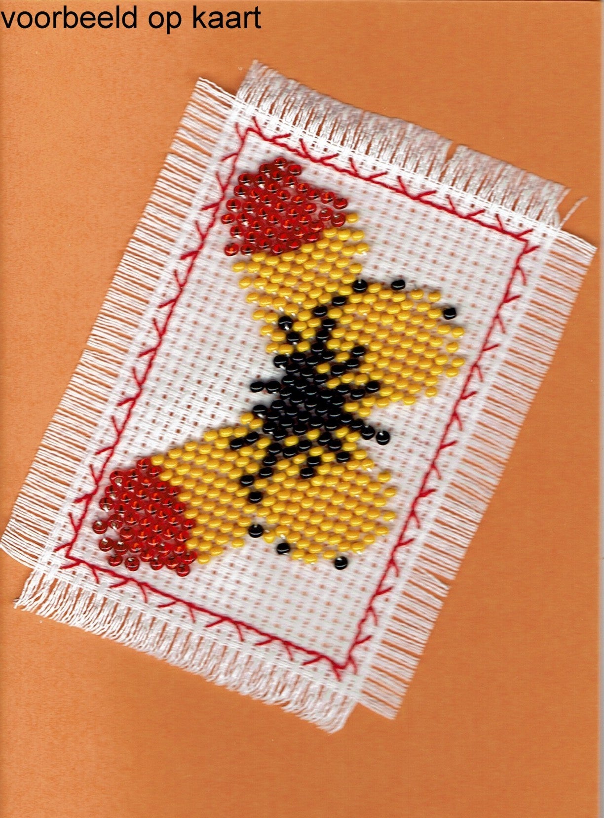 Borduurpakket geel/zwart/rood vlinder 5x8cm