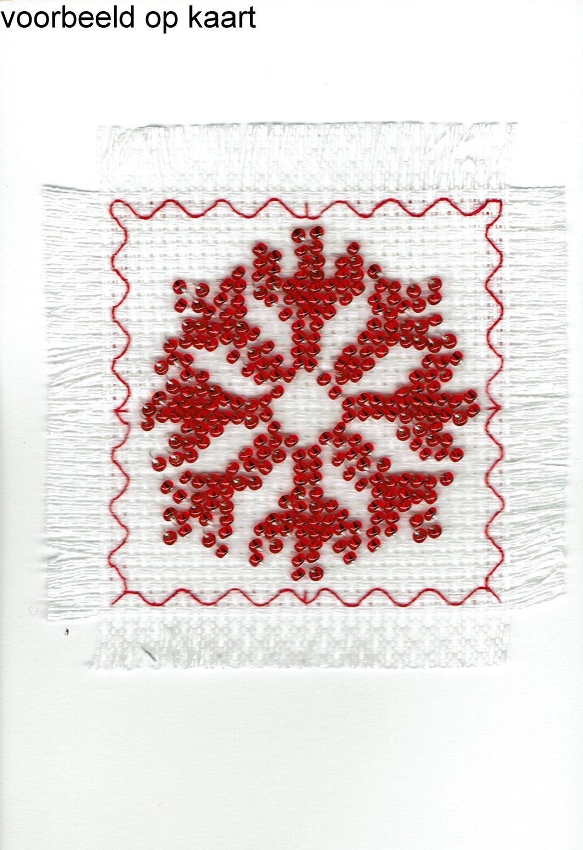 Borduurpakket sneeuwster rood 6x6cm