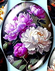 Cabochon 30x40mm Pioenrozen