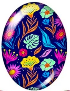 Cabochon 30x40mm bloemen kunst