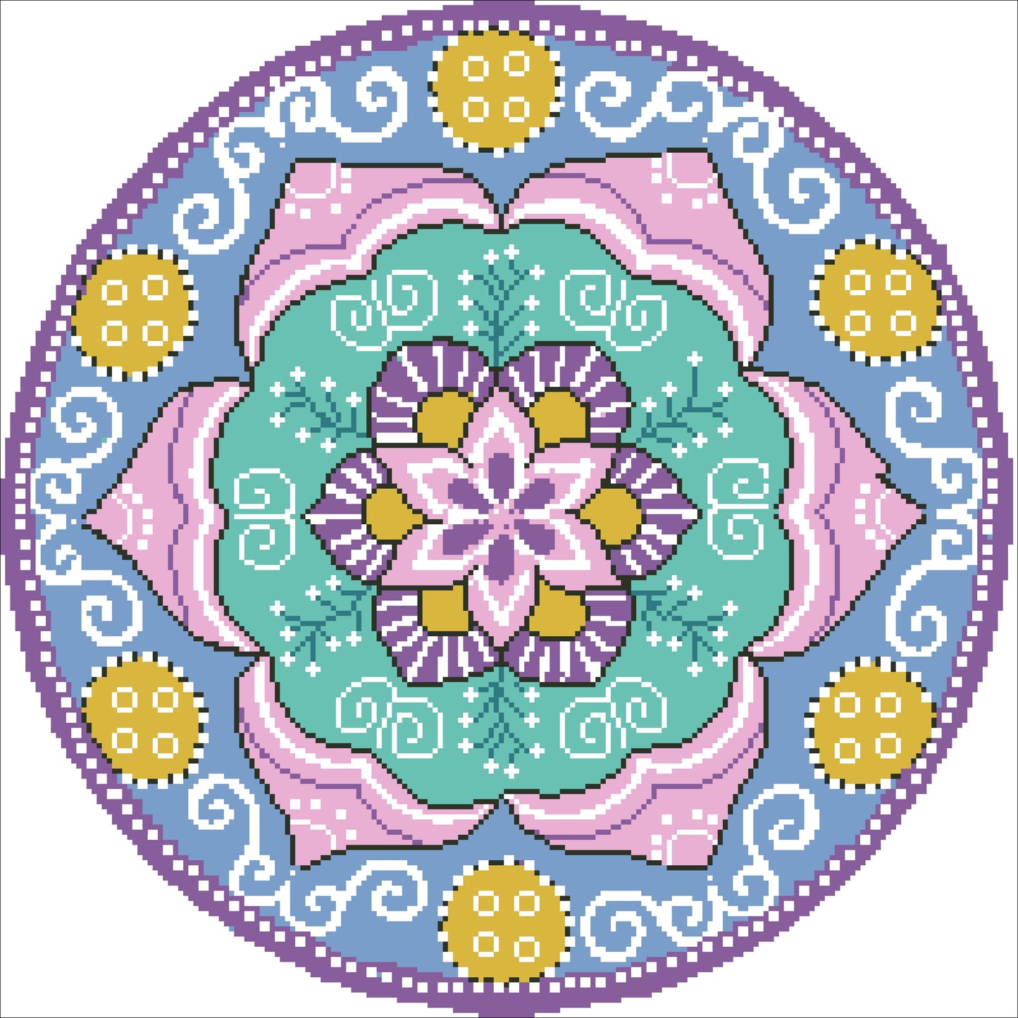 Borduurpakket kralen Mandala 44x44cm