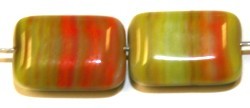 Glaskraal 11x9mm oranje/groen gemell. 15st