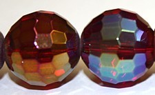 Facetkraal rond 18mm rood AB streng 10 stuks