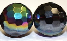 Facetkraal rond 18mm zwart AB streng 10 stuks