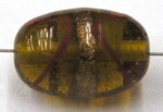 glaskraal ovaal 18x12mm bruin/goudband p.st