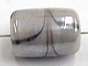 Glaskral ton ca 15mm grijs antracietstrepen 10st.