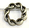 Metalen kraal gevlochten ring 15mm zilverkl. 6st.