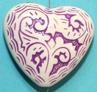 Kunststof hart 27mm wit/fuchsia