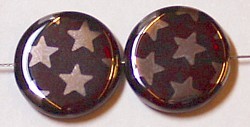 Glaskraal 17mm rond d. granaatrood sterren 5st