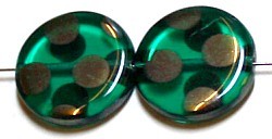 Glaskraal 17mm rond d.aqua chroom ringen 5st