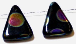 Glaskraal 15x20mm driehoek zwart ring extra AB 5st
