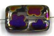 Glaskraal 19x12mm transp rainbow flowers 5st.