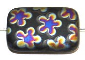 Glaskraal 19x12mm zwart mini rainbow flowers 5st.