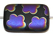 Glaskraal 19x12mm zwart rainbow flowers 5st.