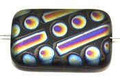 Glaskraal 19x12mm zwart mat retro rainbow 5st.