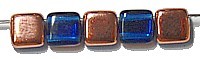 TILA kralen 6x6mm capriblauw/caprigold 25st.