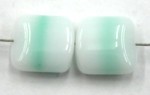 glaskraal 11x11mm plat wit-groen per 10