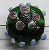 glaskraal 13x16mm groen/fuchsia 5 stuks