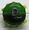 glaskraall 14x16mm groen m.roos 5 stuks