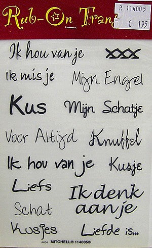 Rub On Transfers liefs 3 per vel