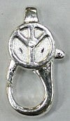Karabijnsluiting 27mm met peace teken verzilverd