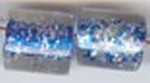 tonkraal 12mm groot gat met glitters blauw 5st.