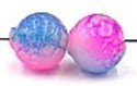 glaskr. rond 9mm rose/blauw gemarmerd 10st.