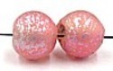 glaskr. rond 9mm rose/zilver gemarmerd 10st.