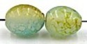 glaskr. ovaal 11x9mm blauw/olijfgr gemarmerd 10st.