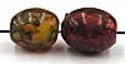 glaskr. ovaal 11x9mm rood/bruin gemarmerd 10st.