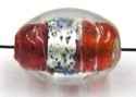 silverfoil ovaal 12x10mm rood/bonte stippen 5st