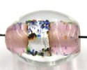 silverfoil ovaal 12x10mm rose/bonte stippen 5st