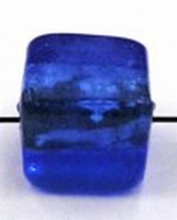 blokje 9x8mm silverfoil blauw 5st