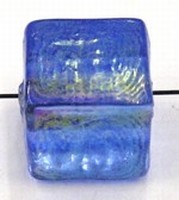 glaskr.blokje 11x11mm turkoois gelusterd 5st