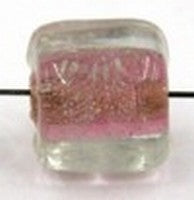 glaskraal blokje 8x8mm transp. rose kern 10st