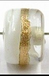 glaskraal ton 8x11mm wit/goudstreep 5st