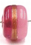 glaskraal ton 8x11mm cerise/goudstreep 5st