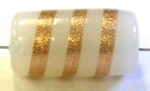 glaskraal ton 18x10mm wit/goudstreep 5st.