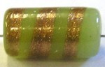glaskraal ton 18x10mm groen/goudstreep 5st.